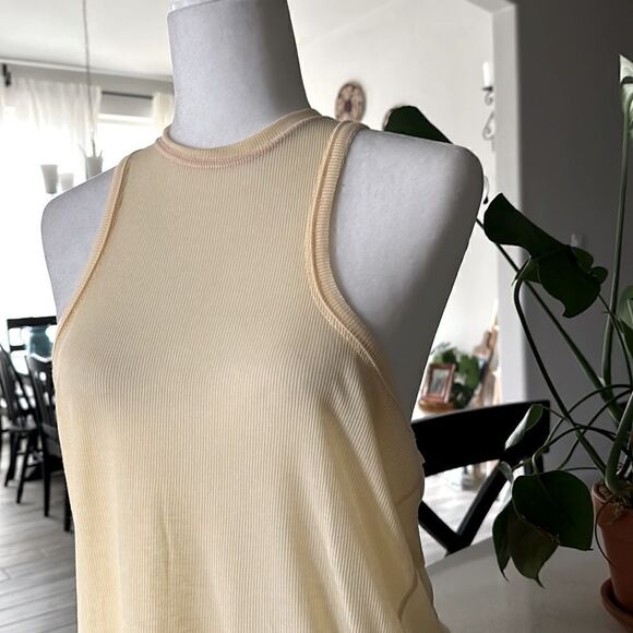 NWOT Free People Movement Tank Yellow Ribbed L Very Varsity Exercise Lounge - Picture 8 of 16